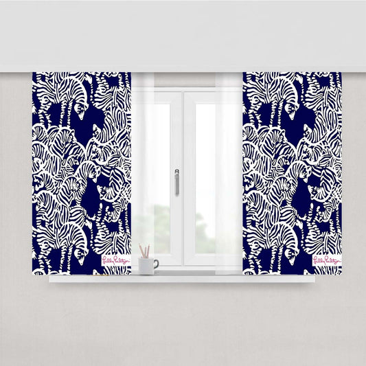 Safari Zebra Pattern Vineyard Vines Peach Skin Window Curtains