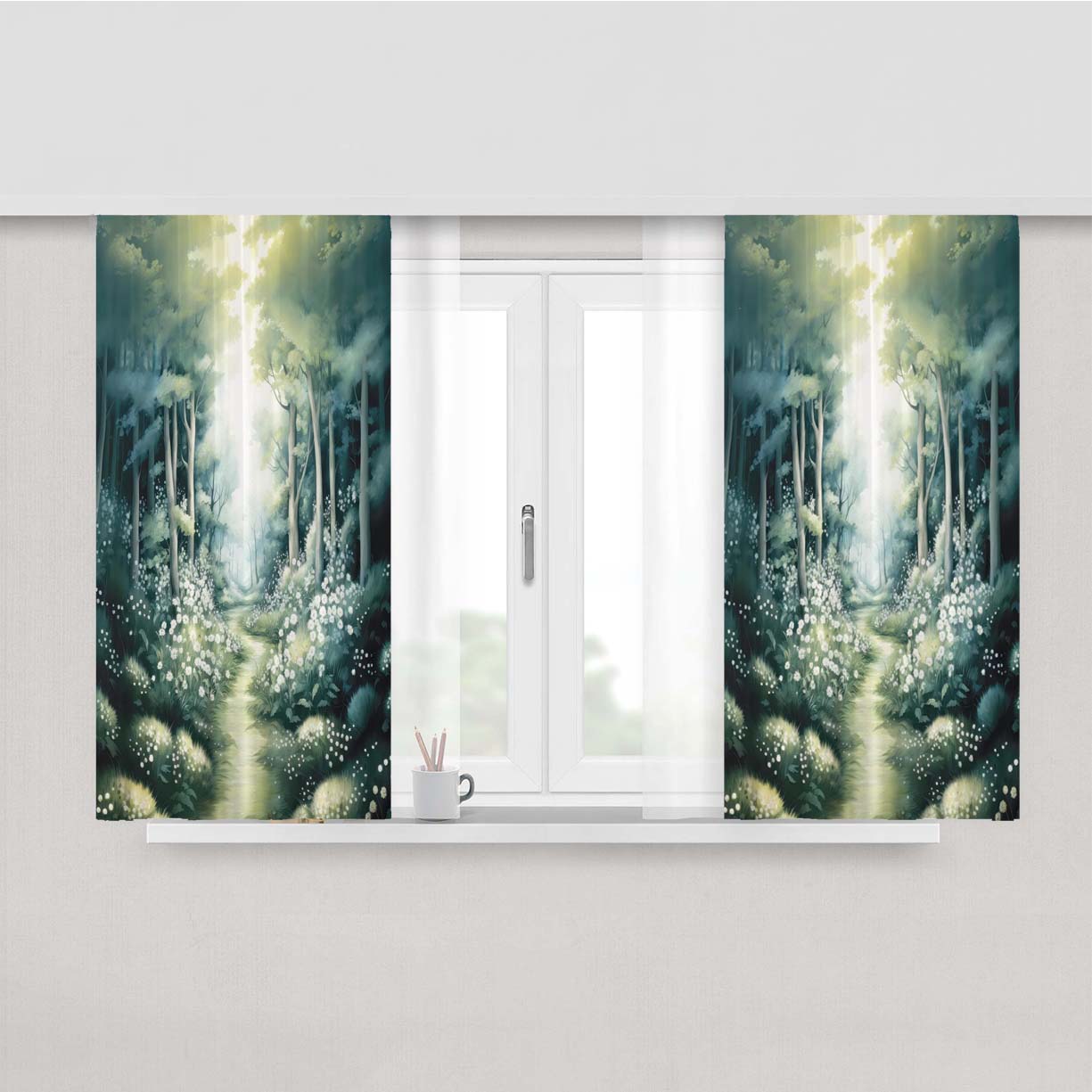Sage Forest Peach Skin Window Curtains