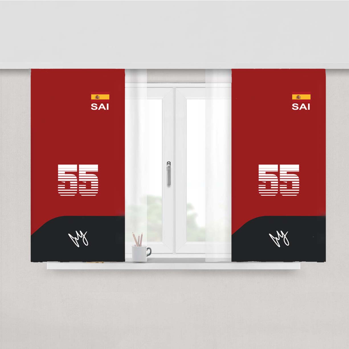 Sainz - F1 Peach Skin Window Curtains
