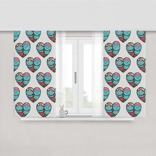 Sally And Jack Heart Pattern Peach Skin Window Curtains