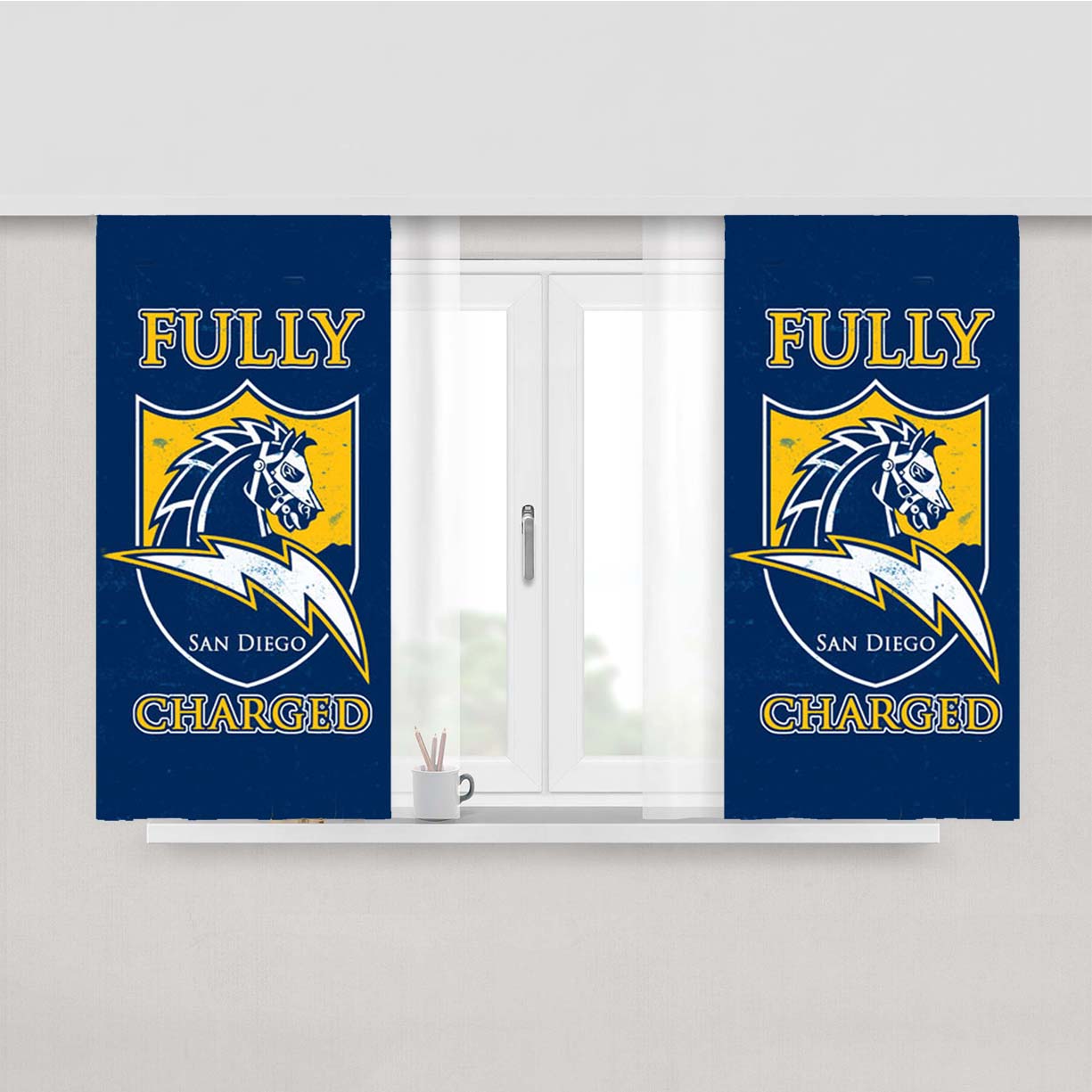 San Diego Chargers Fully Peach Skin Window Curtains