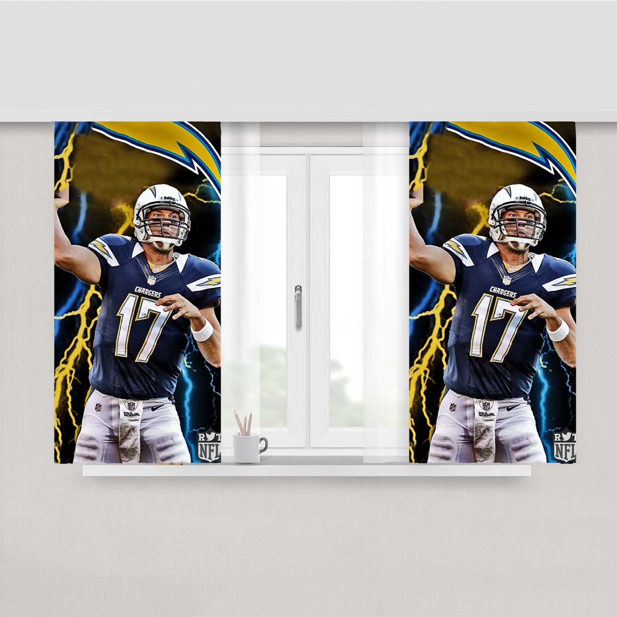 San Diego Chargers Philips Rivers Peach Skin Window Curtains