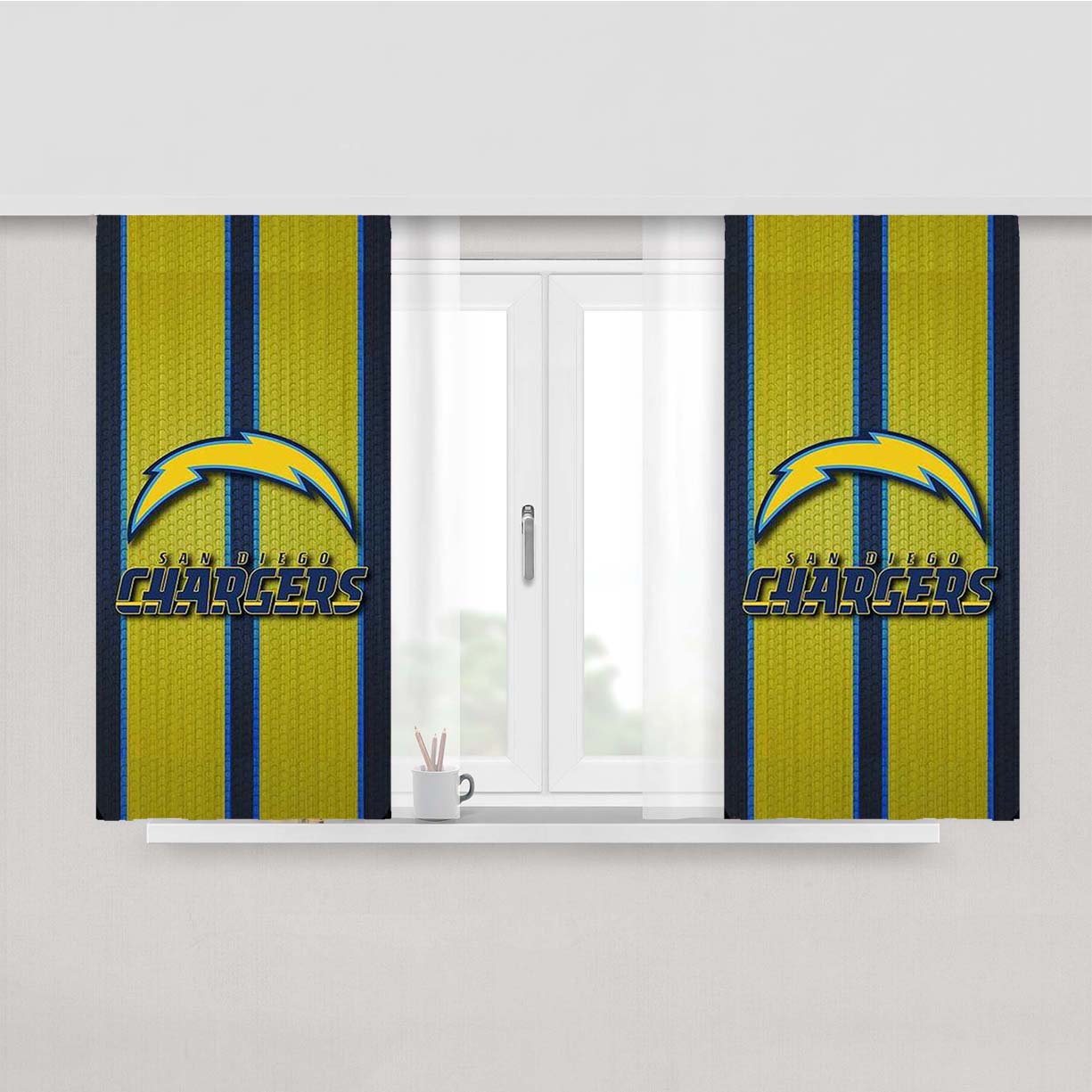 San Diego Chargers Symbol Peach Skin Window Curtains