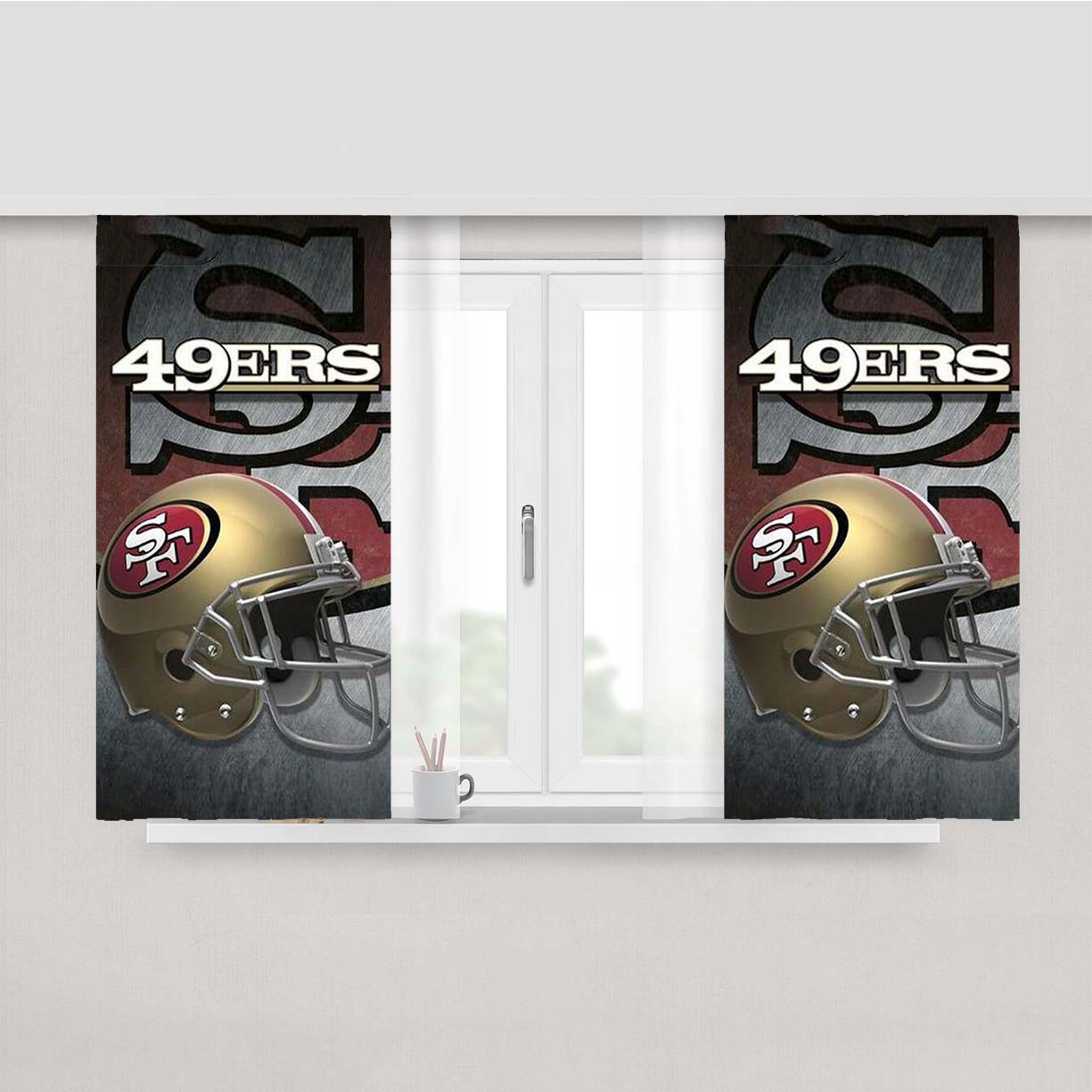San Francisco 49Ers Helmet Peach Skin Window Curtains