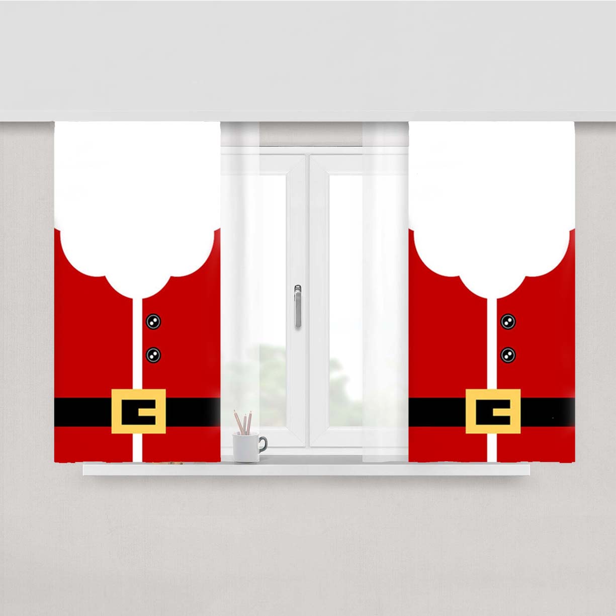 Santa Clause Outfit Peach Skin Window Curtains
