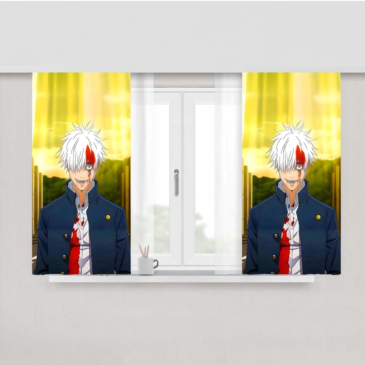 Satoru Gojo Peach Skin Window Curtains