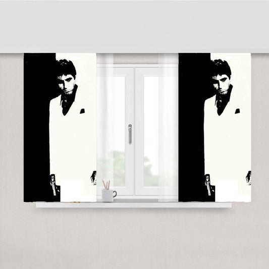 Scarface Black N White Peach Skin Window Curtains