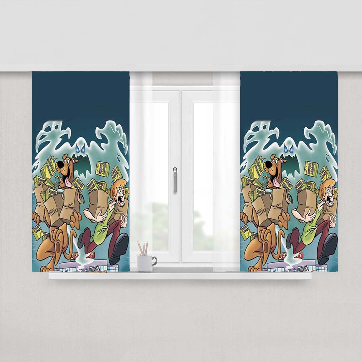 Scooby-Doo From The Market Peach Skin Window Curtains