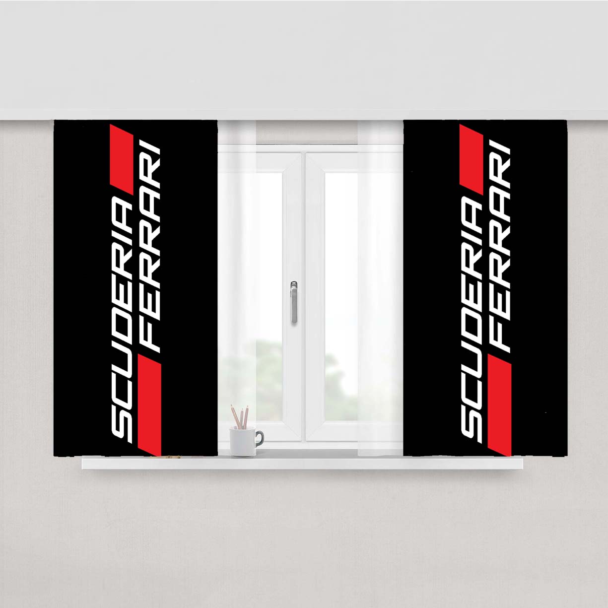 Scuderia Ferrari Peach Skin Window Curtains