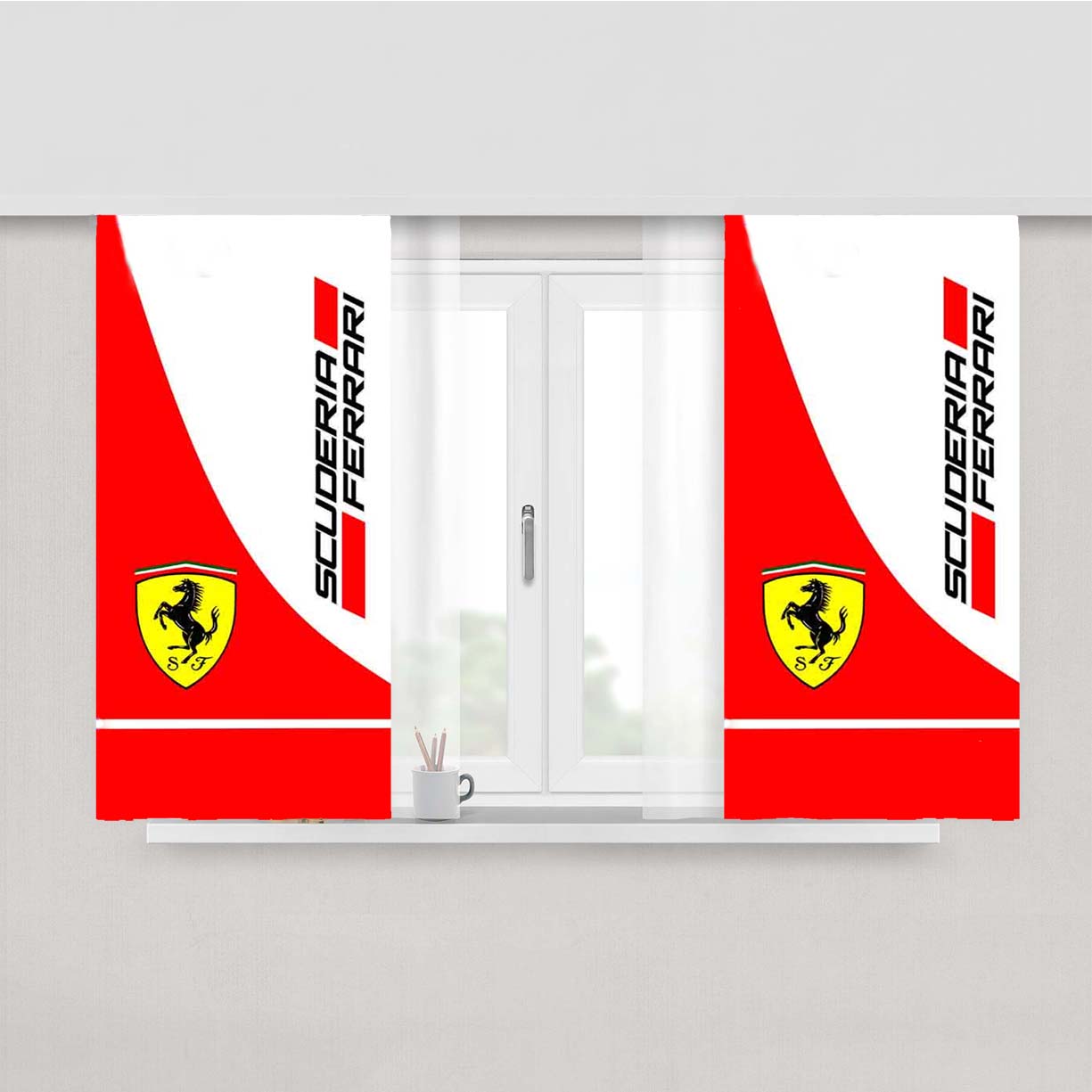 Scuderia Ferrari Logo Peach Skin Window Curtains