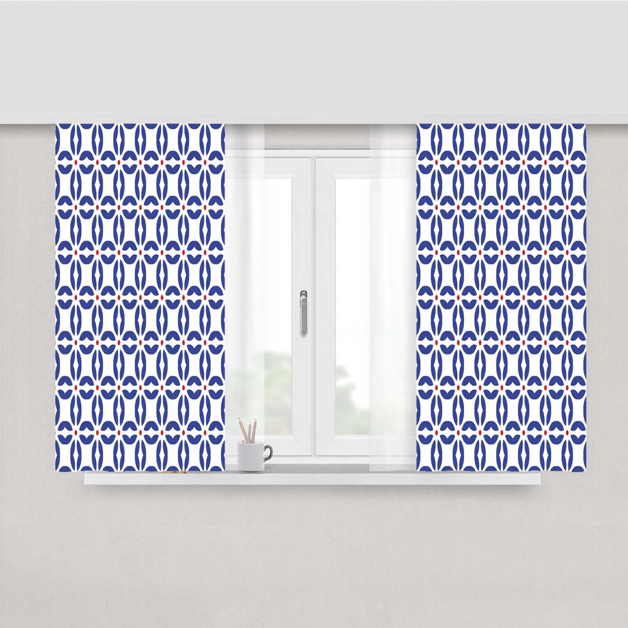 Seamless Art Style Wallpaper Design Pattern Peach Skin Window Curtains