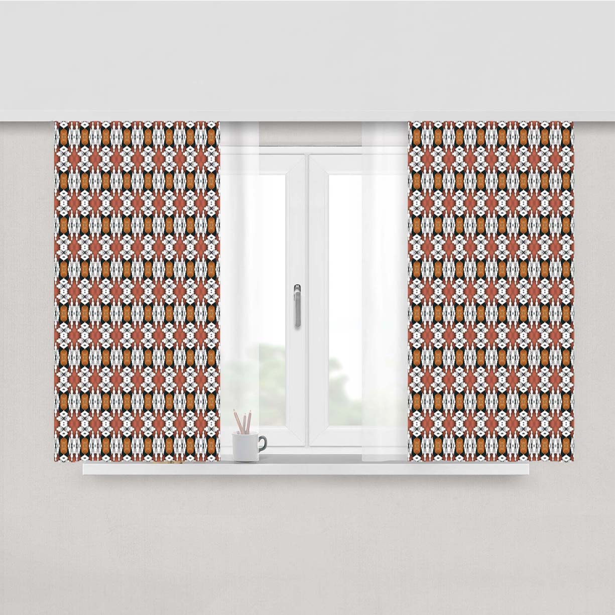 Seamless Design Wallpaper Style Pattern Peach Skin Window Curtains