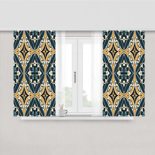 Seamless Pattern With A Floral Moti Peach Skin Window Curtains