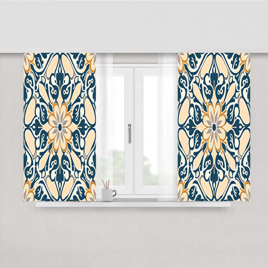 Seamless Pattern With A Flower Patter Peach Skin Window Curtains