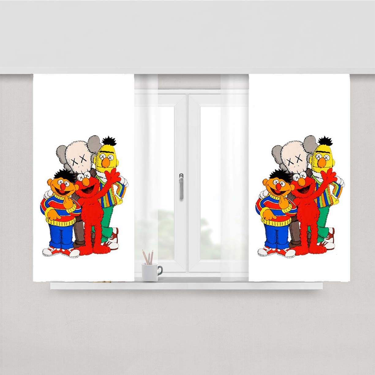 Sesame Street X Kaws Peach Skin Window Curtains