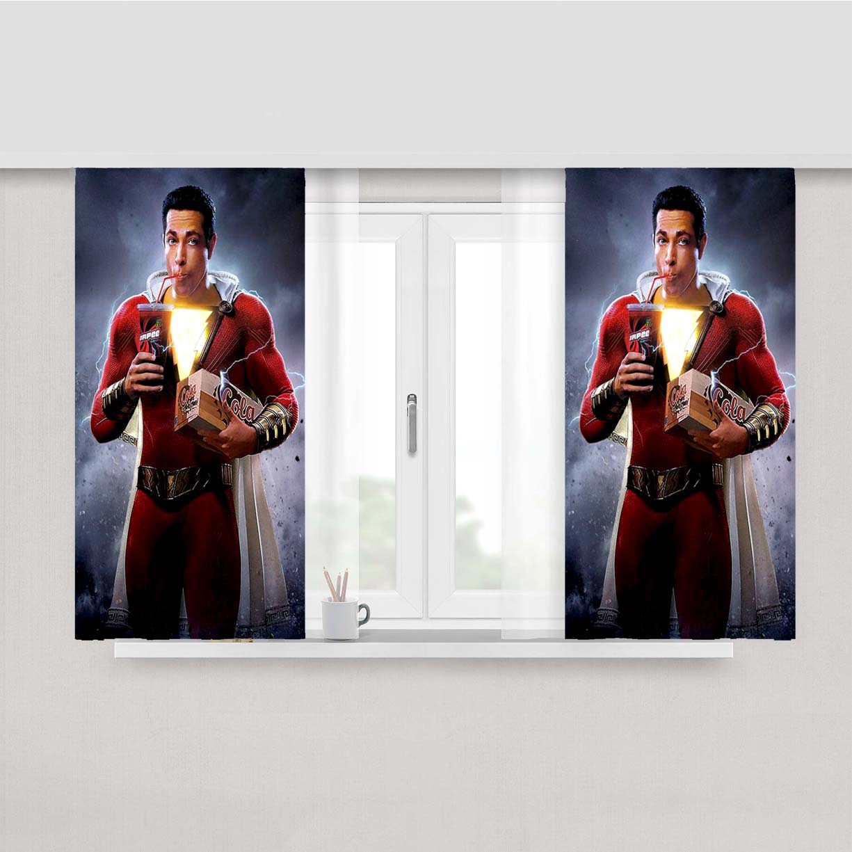 Shazam Drink Coca-Cola Peach Skin Window Curtains