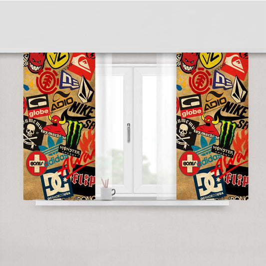 Skater Brand Pop Pattern Peach Skin Window Curtains