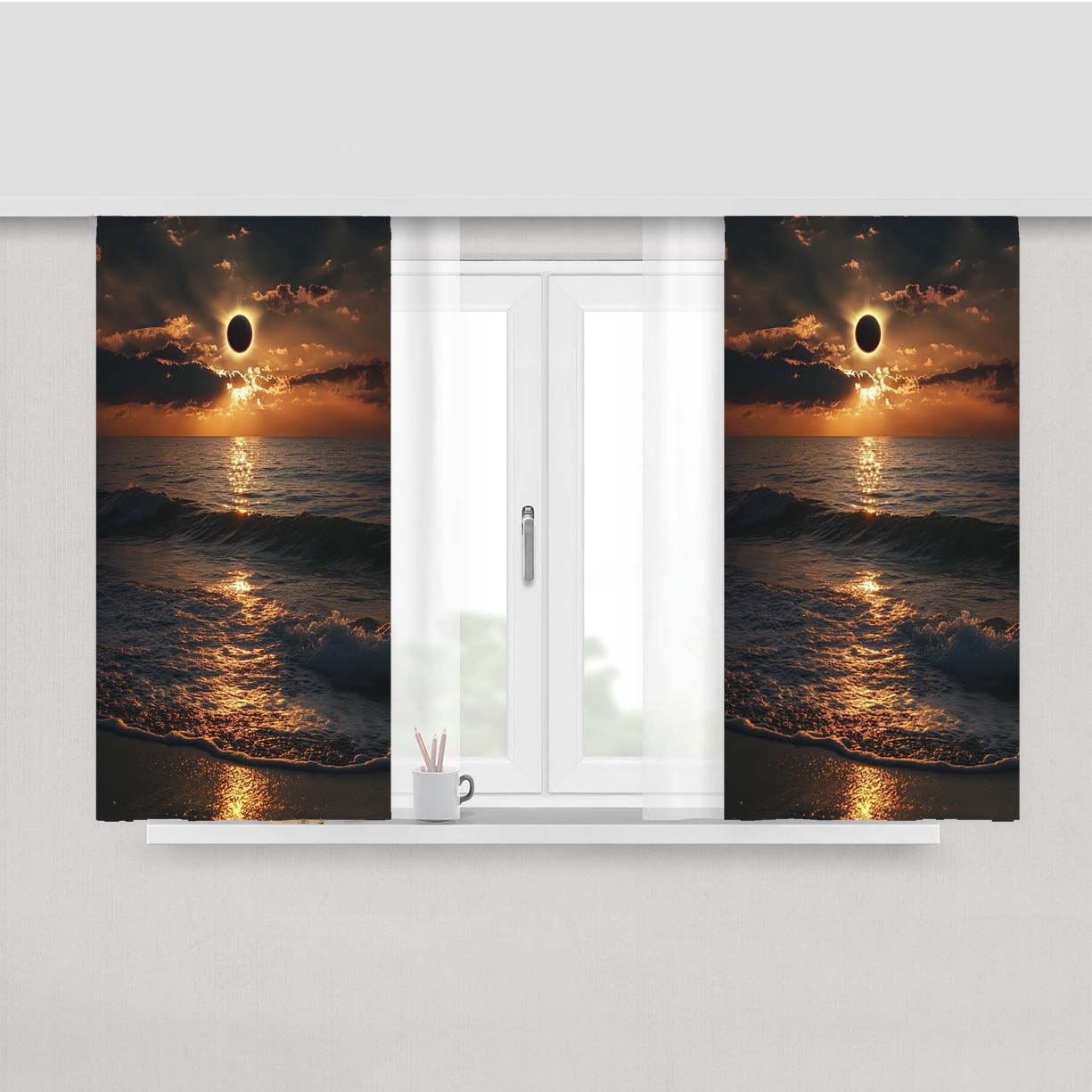 Solar Eclipse Peach Skin Window Curtains