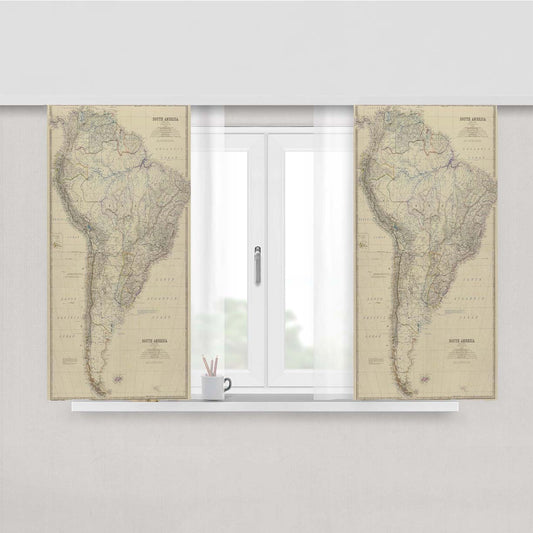 South America Map From 1861 Peach Skin Window Curtains