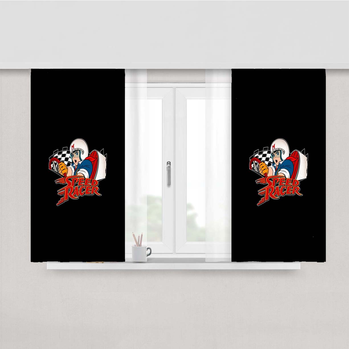 Speed Racer Meteoro Peach Skin Window Curtains