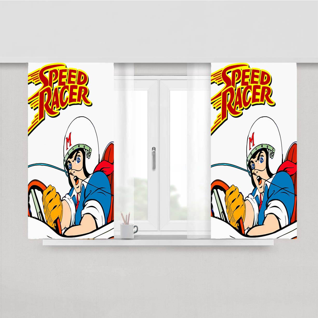 Speed Racer Poster Peach Skin Window Curtains