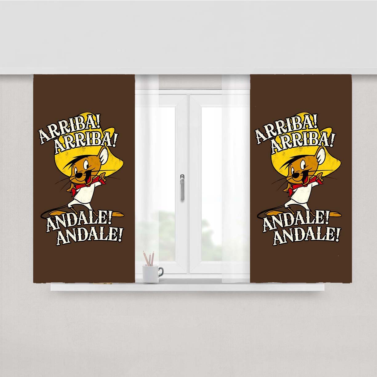 Speedy Gonzales Cartoon Peach Skin Window Curtains