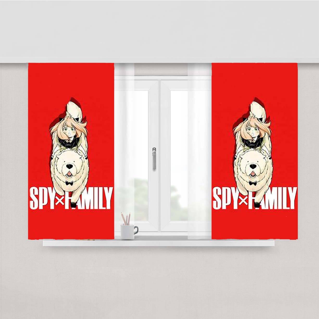 Spy X Family Anya And Bond Peach Skin Window Curtains