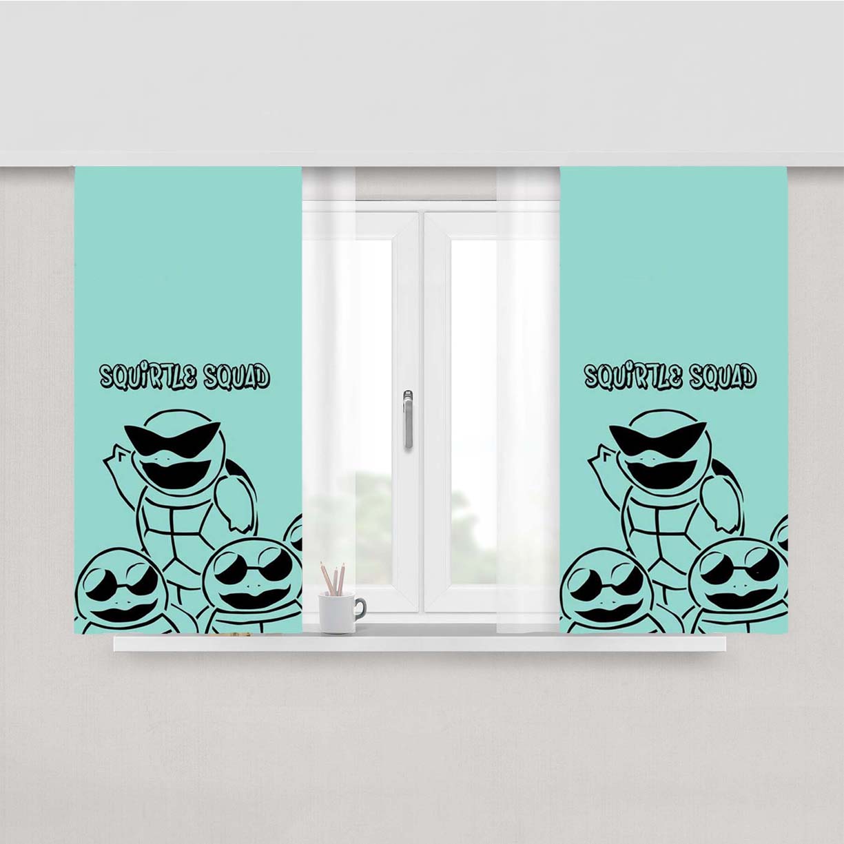 Squirtle Squad Peach Skin Window Curtains