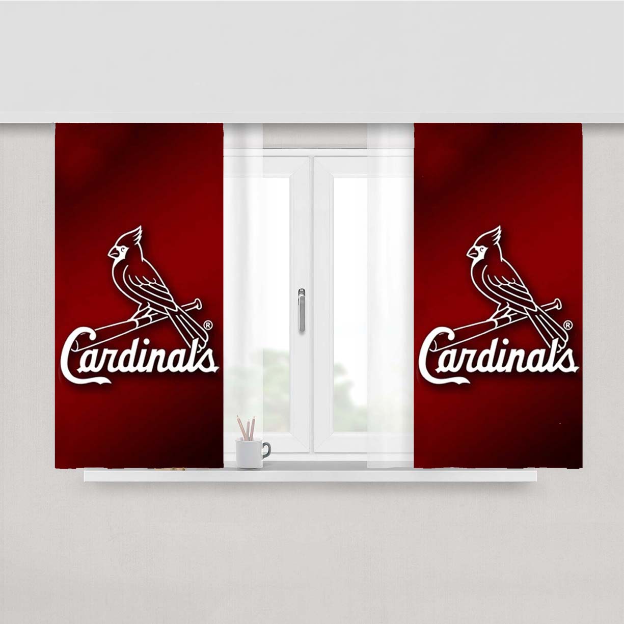 St Louis Cardinals Peach Skin Window Curtains