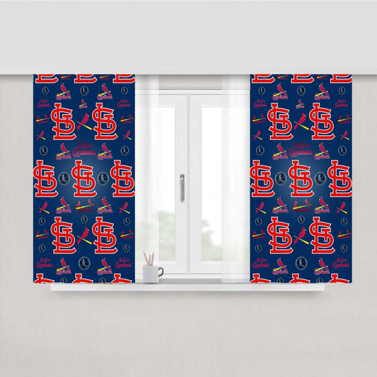 St Louis Cardinals Logo Pattern Peach Skin Window Curtains