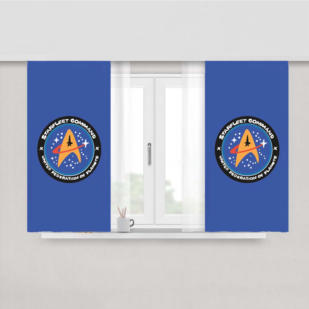 Starfleet Command Peach Skin Window Curtains