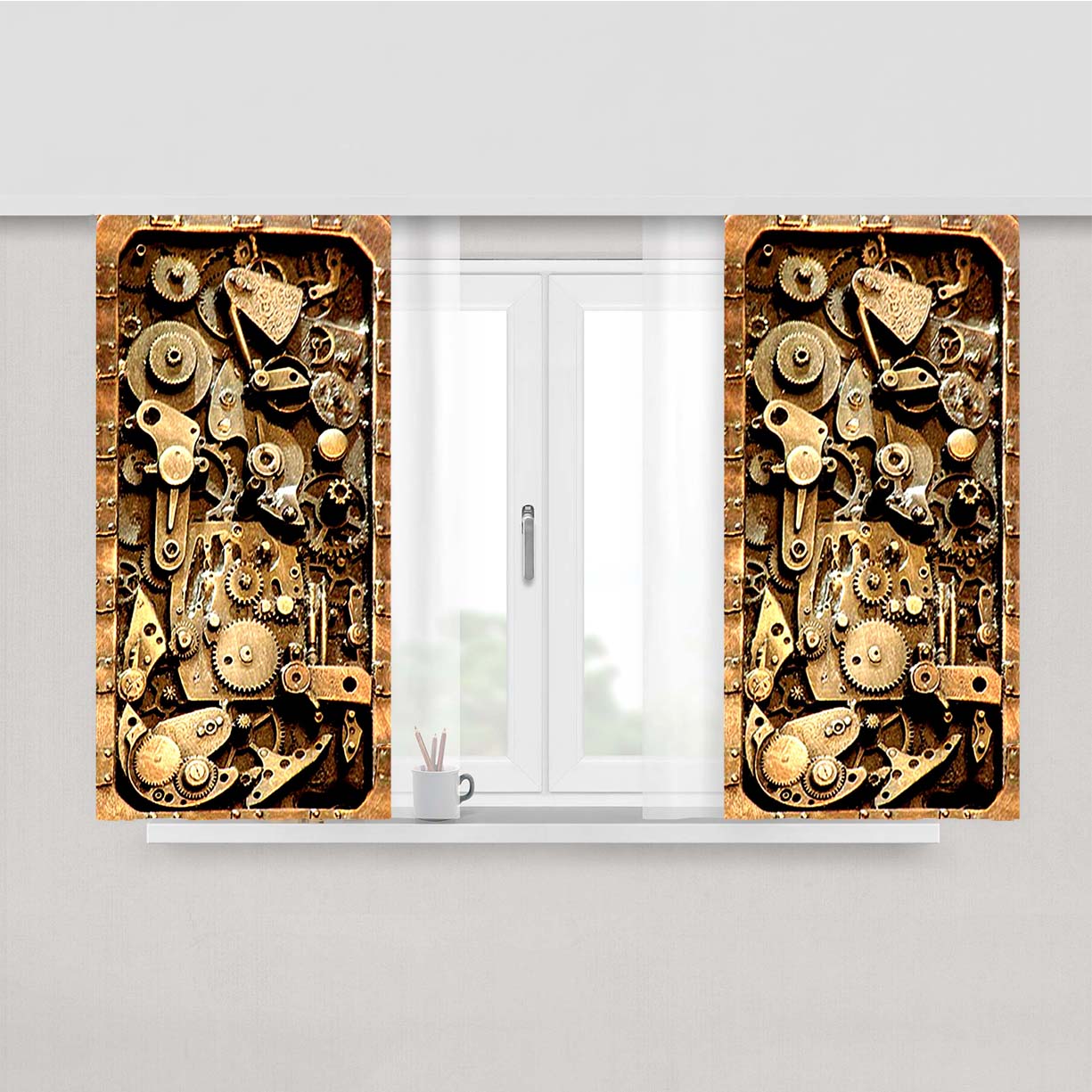 Steampunk 2 Peach Skin Window Curtains