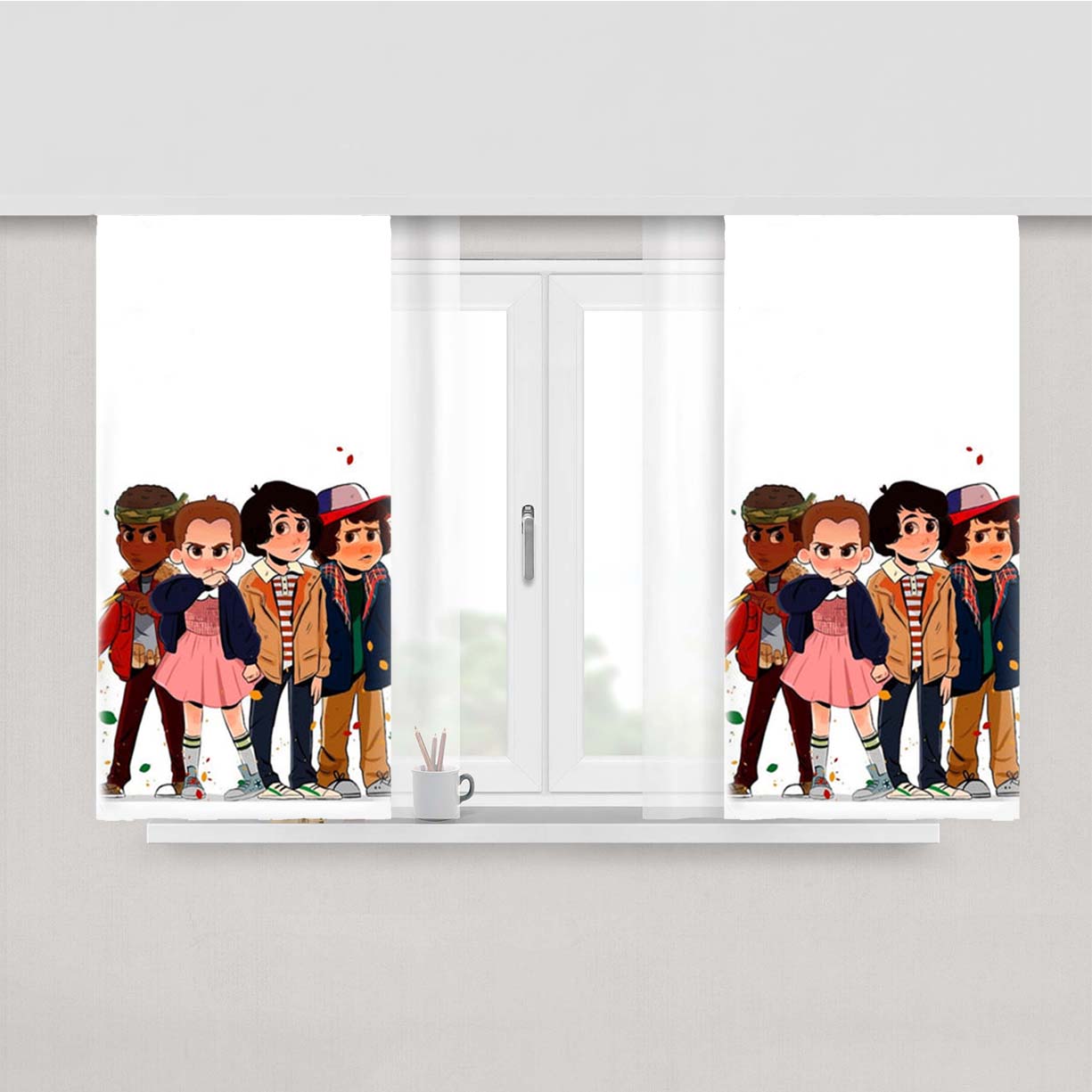 Stranger Kids Peach Skin Window Curtains