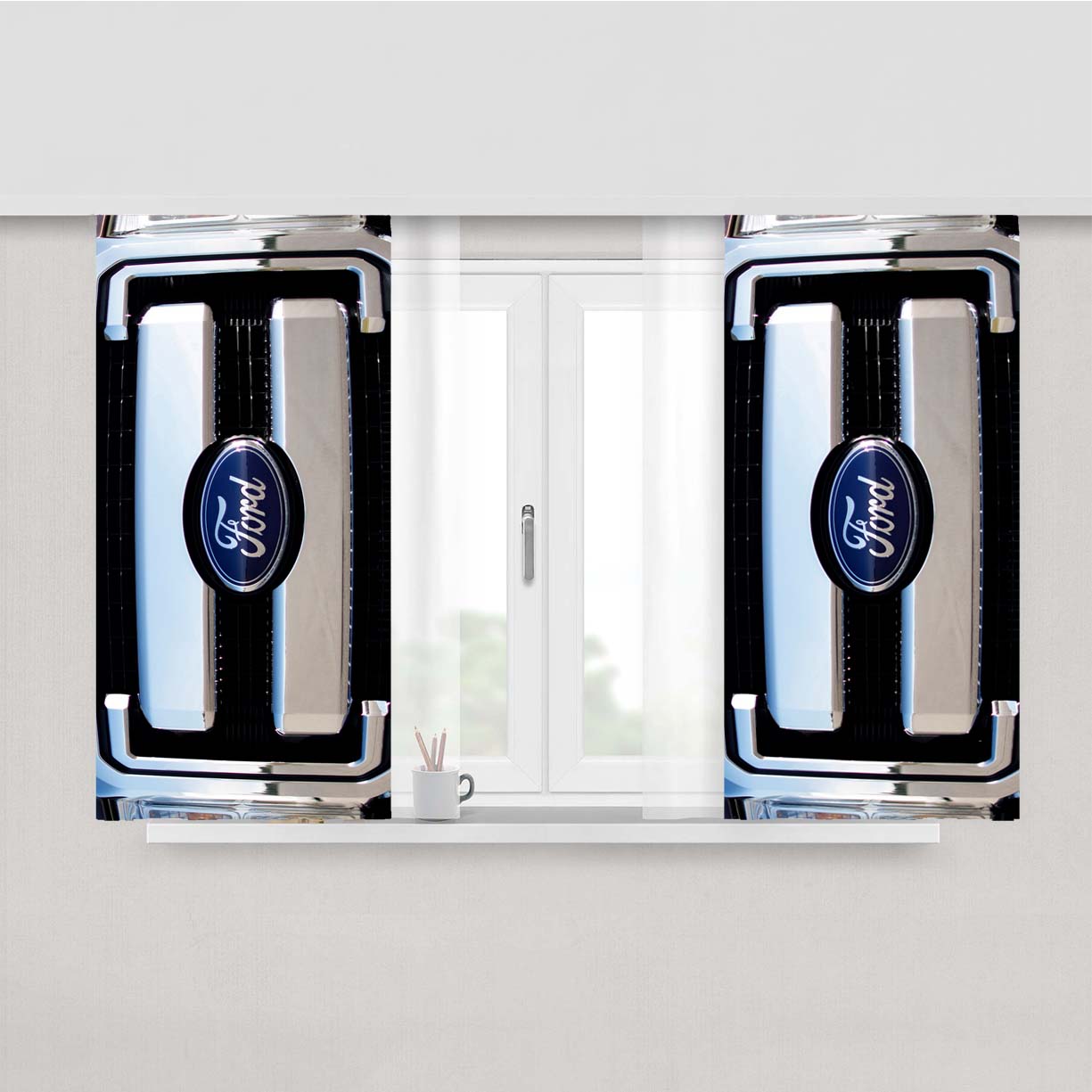 Super Duty Crew Ford Front Emblem Peach Skin Window Curtains