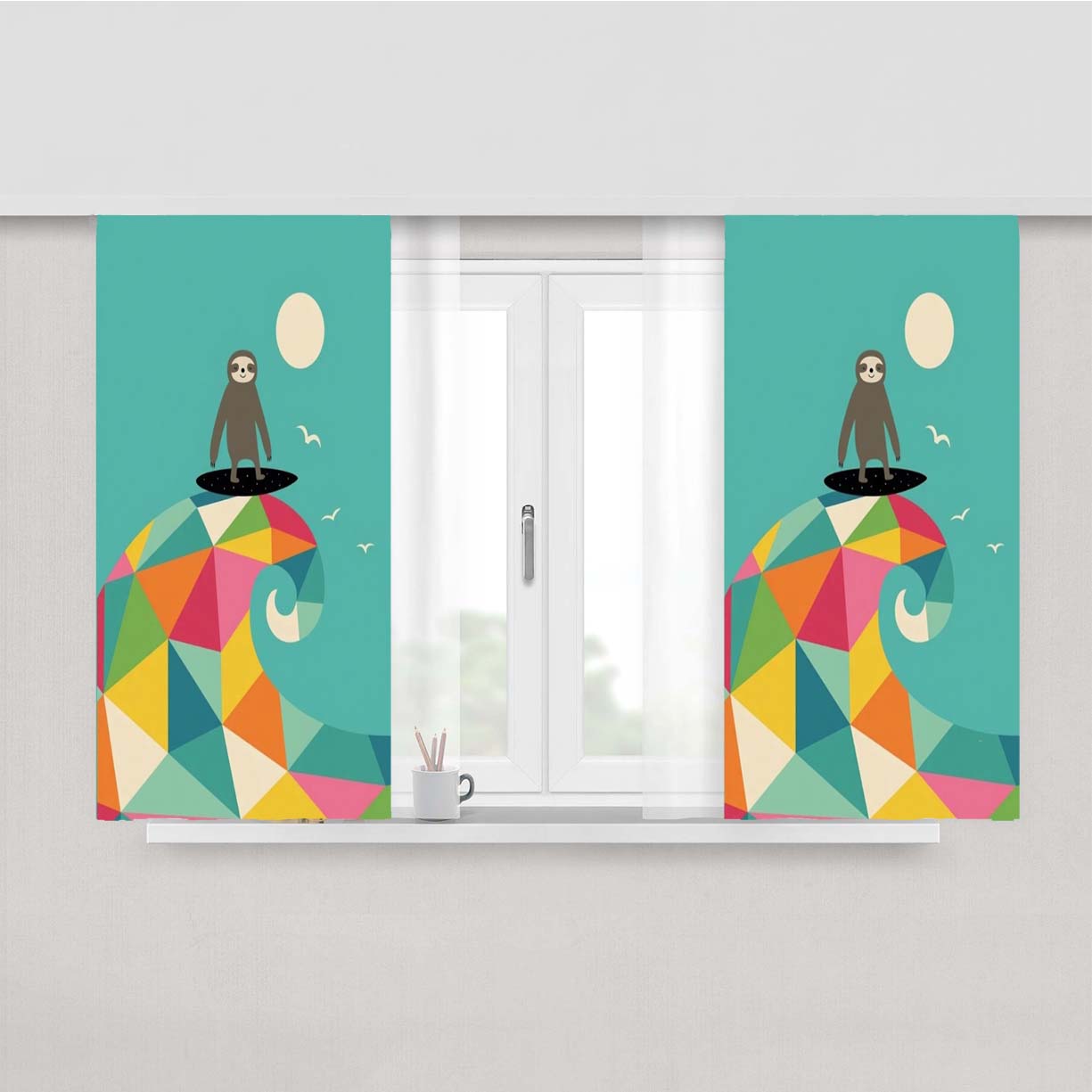 Surfs Up Peach Skin Window Curtains