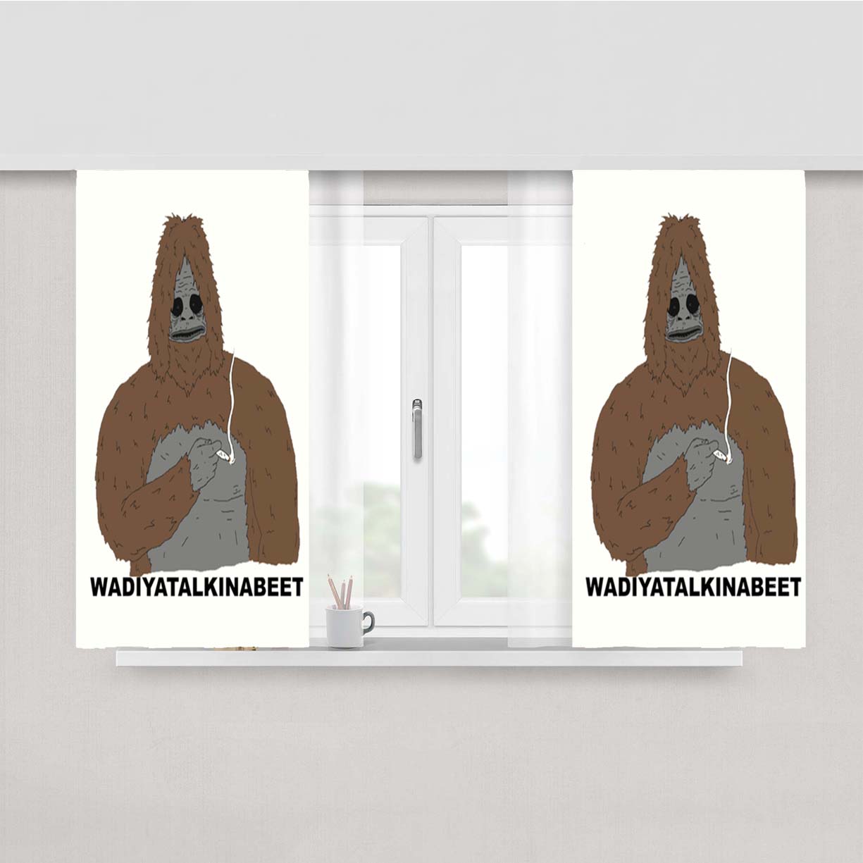 The Big Lez Show Sassy The Sasquatch Peach Skin Window Curtains