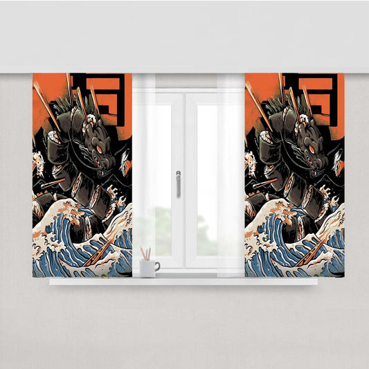 The Black Sushi Dragon Peach Skin Window Curtains