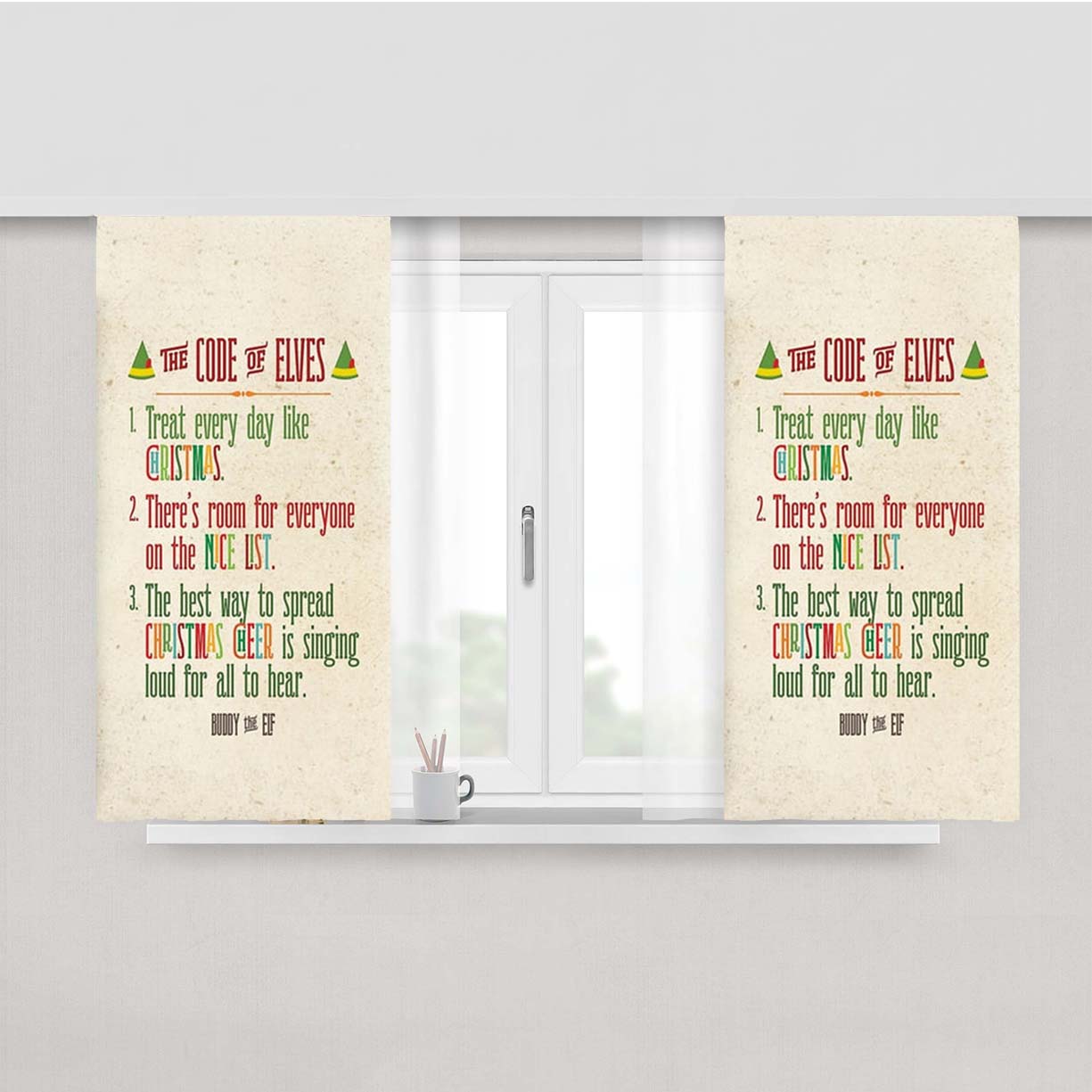 The Elf Code - Elf Peach Skin Window Curtains