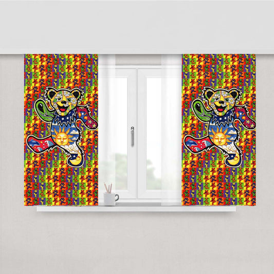 The Grateful Dead Dancing Bear Peach Skin Window Curtains