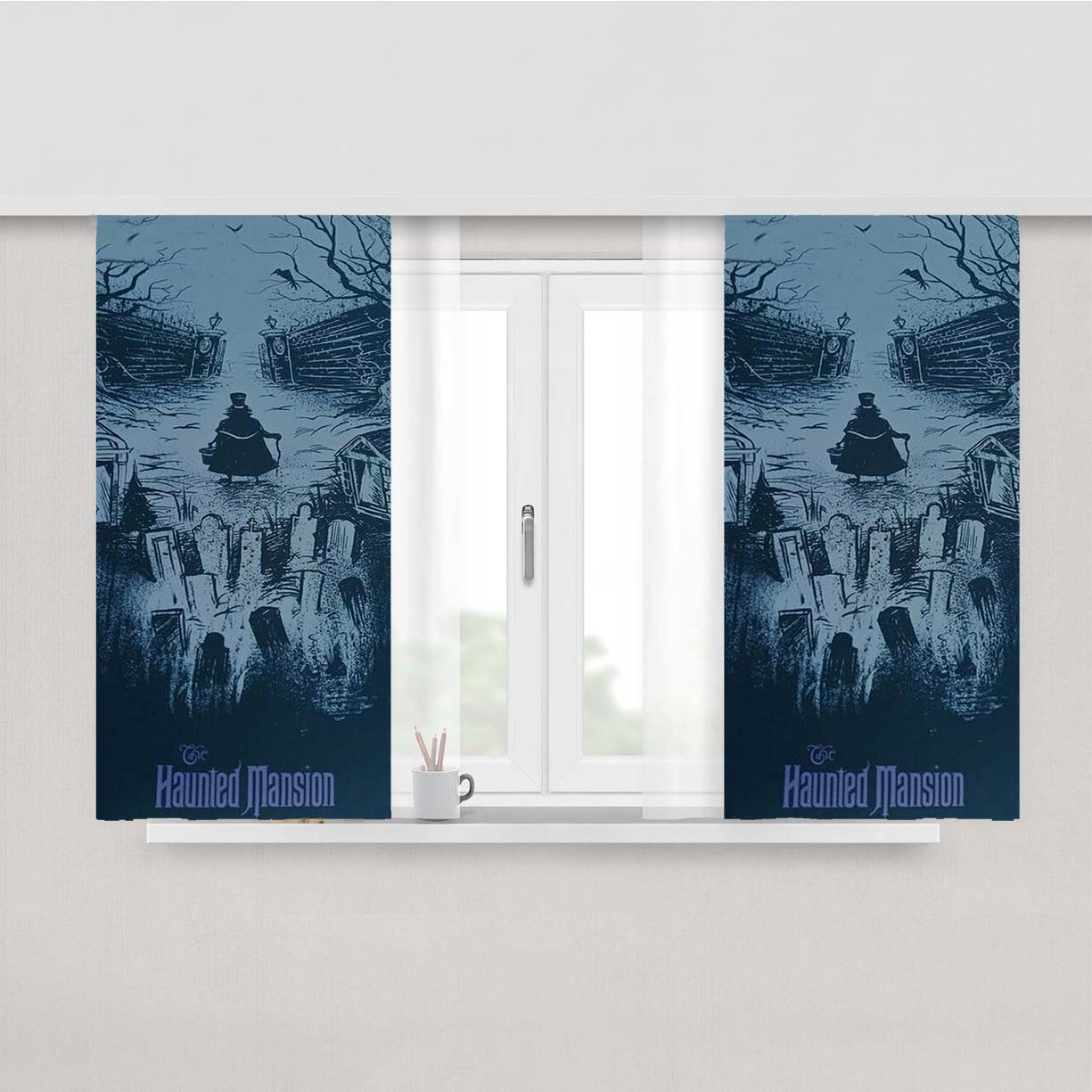 The Haunted Mansion Wizard Peach Skin Window Curtains
