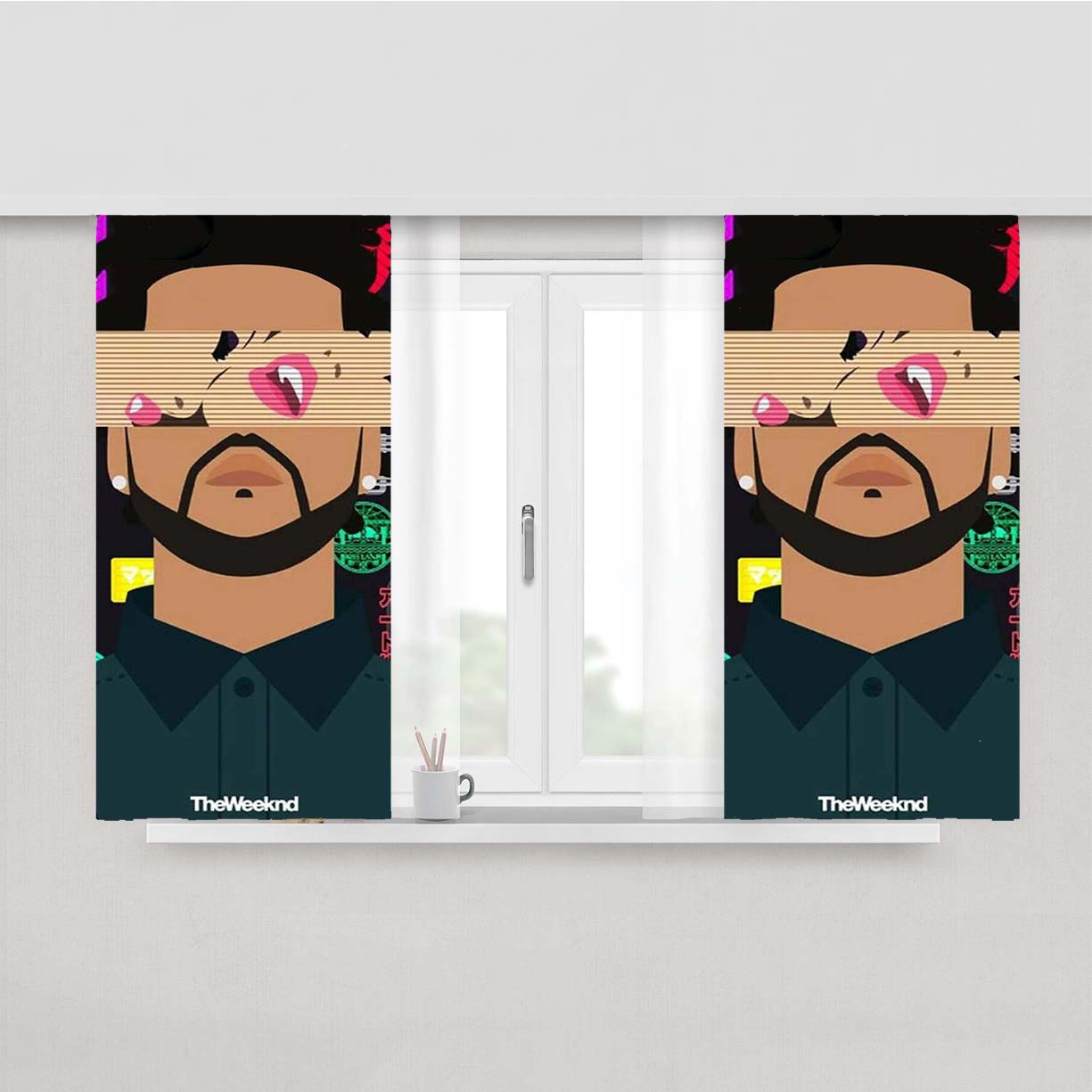 The Weeknd Xo Cartoon Peach Skin Window Curtains