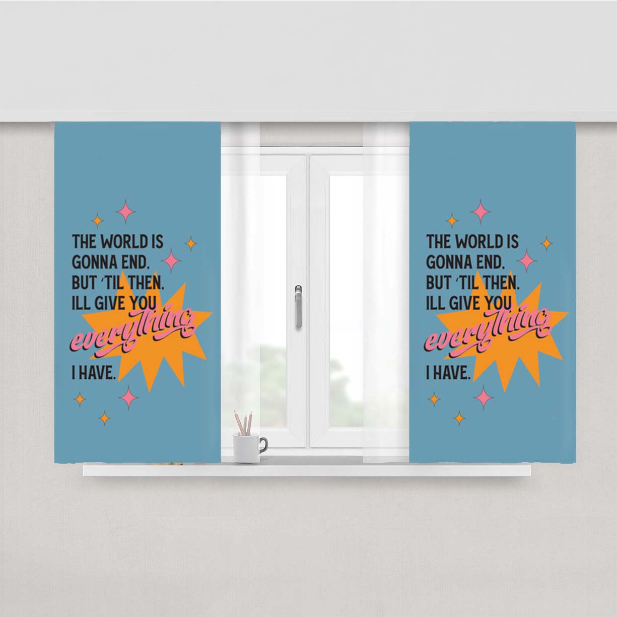 The World Is Gonna End - Fender Peach Skin Window Curtains