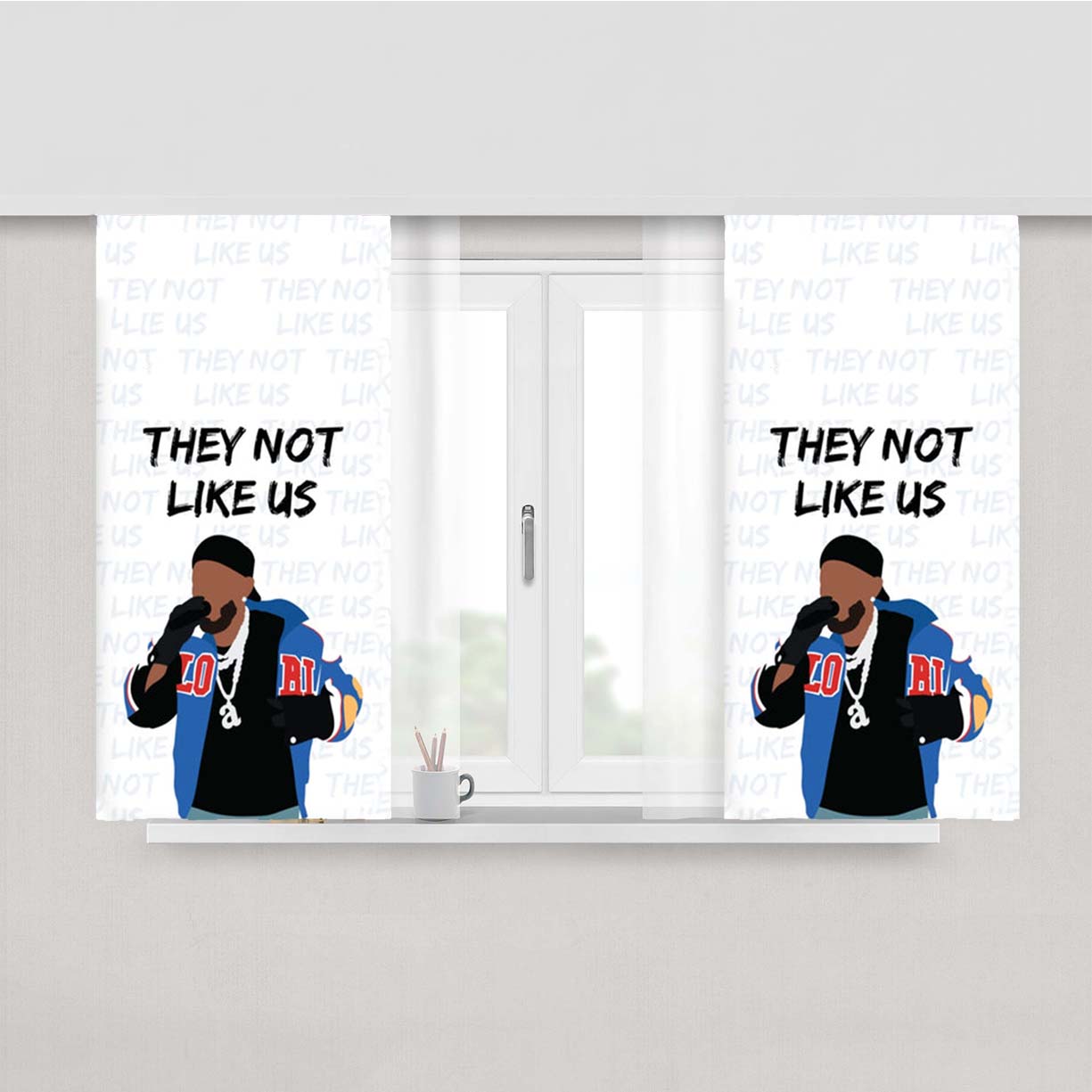 They Not Like Us Peach Skin Window Curtains