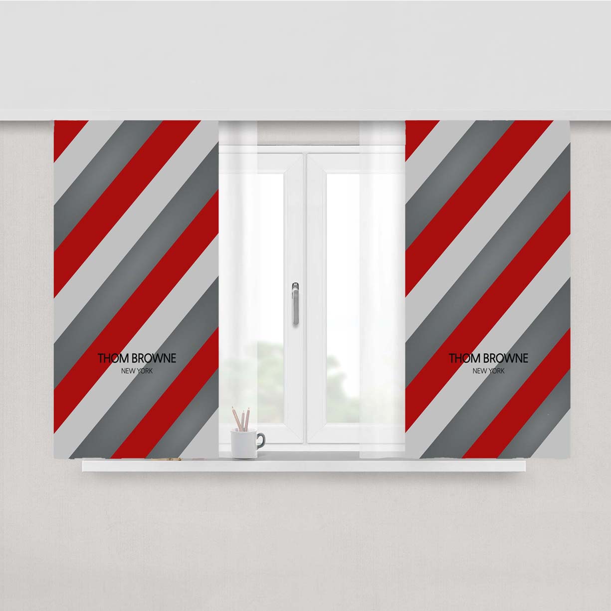 Thom Browne Color Pattern Peach Skin Window Curtains