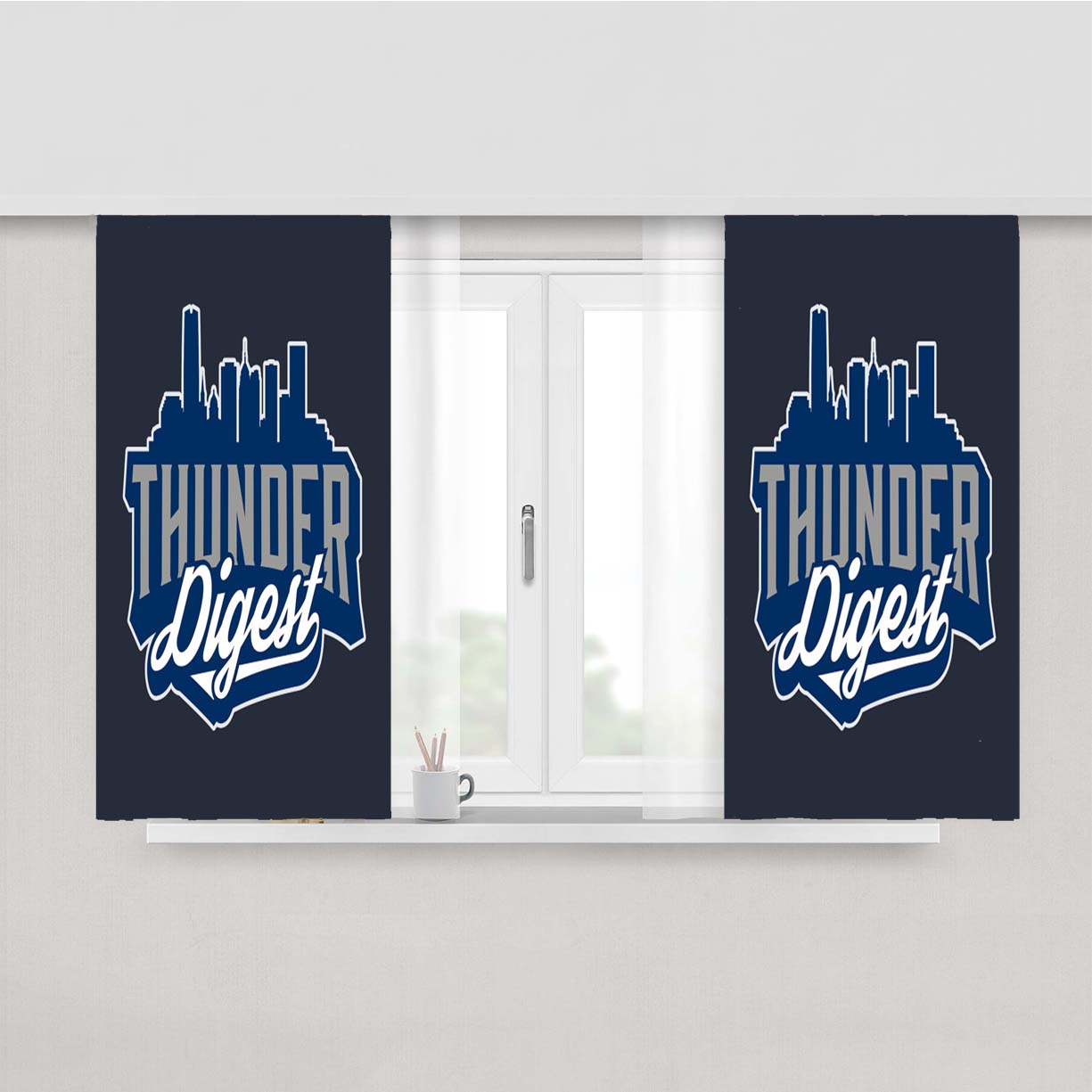 Thunder Digest Oklahoma City Hunder Peach Skin Window Curtains