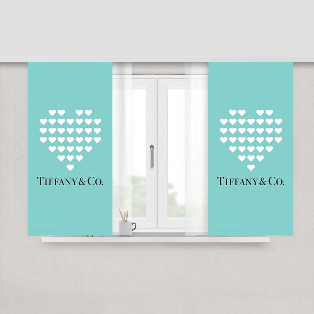 Tiffany And Co Love Collage Peach Skin Window Curtains