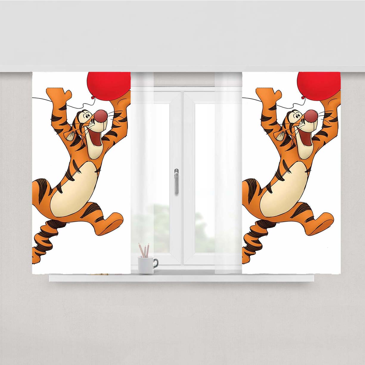 Tigger Winnie The Pooh Cartoon Peach Skin Window Curtains