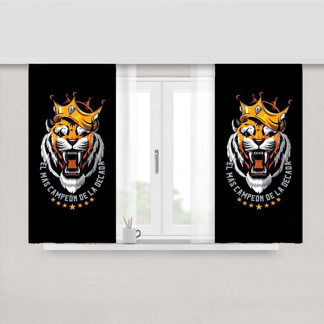 Tigres Uanl Futbol Mascot Peach Skin Window Curtains
