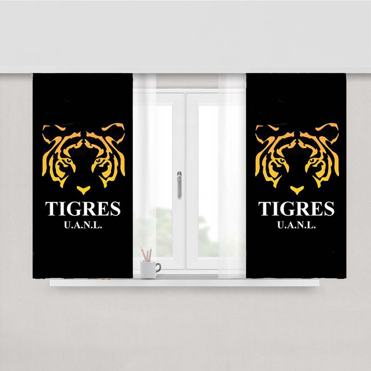 Tigres Uanl Futbol Mascot Art Peach Skin Window Curtains