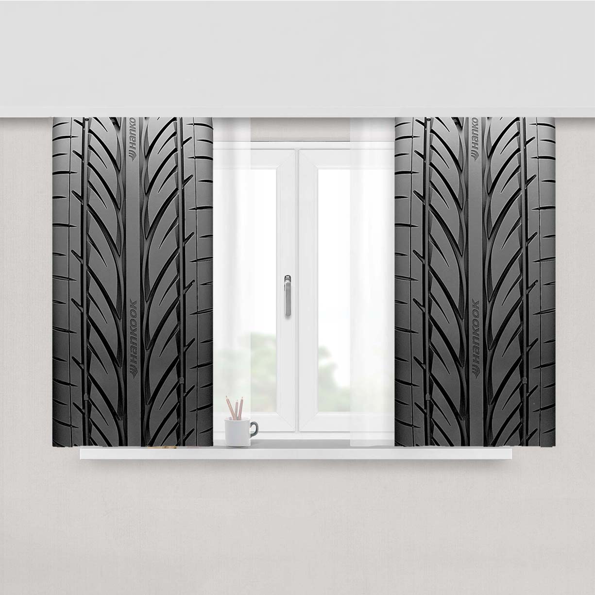 Tire Pattern Peach Skin Window Curtains